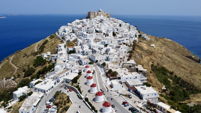 Aerial view over Astypalea Old Town, Greece