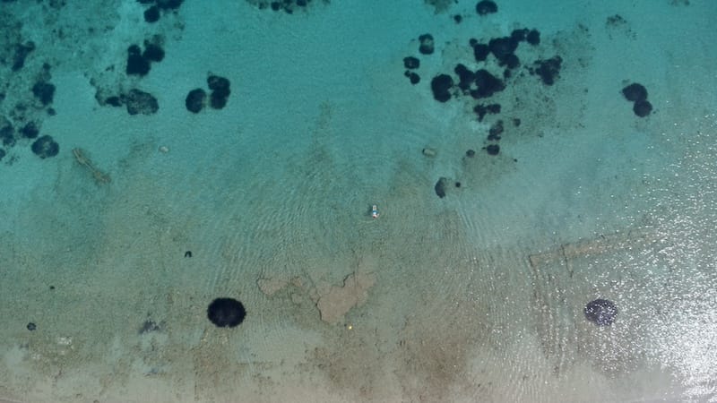 The crystal-clear water  of Livadi Beach, Astypalea, Greece