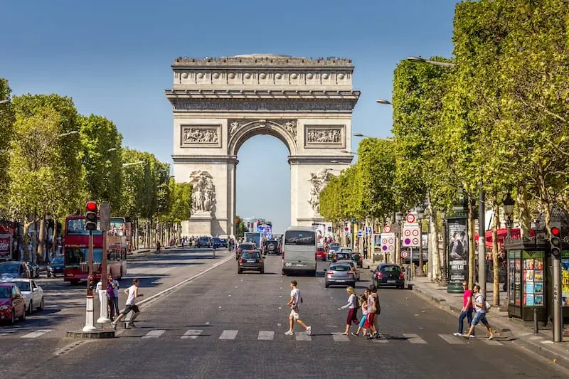 Champs-Elysees-and-the-Arc-de-Triomphe-Paris-France